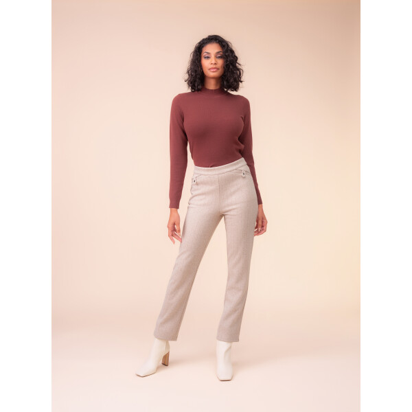 Alison Sheri Tailored Trousers A48018 in Beige with straight leg fit
