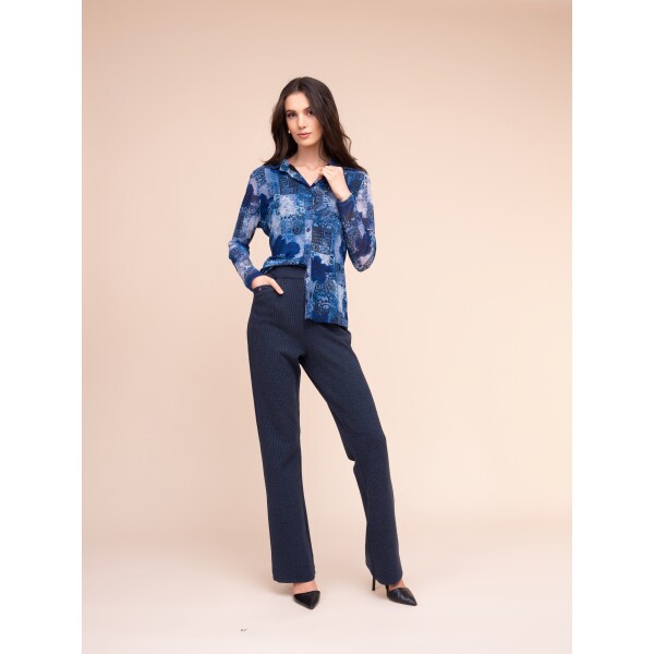 Alison Sheri Trousers A48106 in Navy with straight leg and high-rise waist