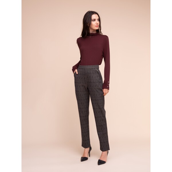 Alison Sheri Textured Tapered Trousers A48311 with dark multicolour fleck