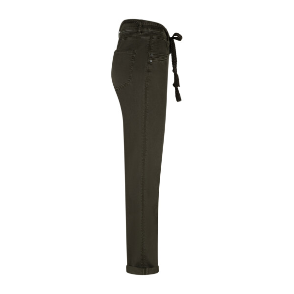 Side view of Red Button Tessy Dark Green tapered joggers with turn-up hem