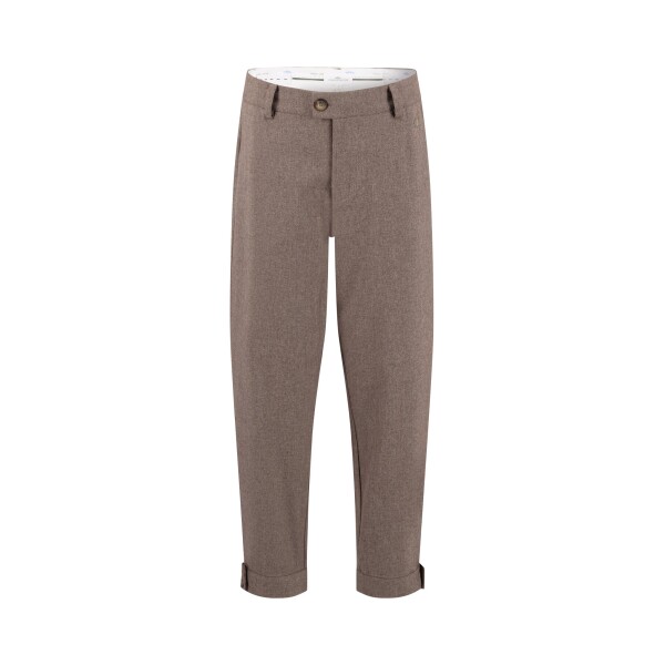 Fynch Hatton Barrel Wool Melange Trousers Espresso front product view