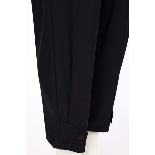 Naya black tapered trousers with button tab hem detail