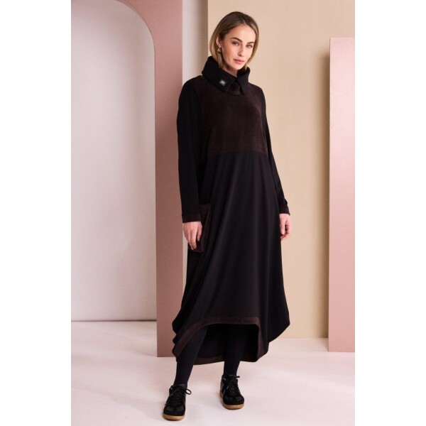 Naya scoop hem dress NAW26255 longline jersey dress with fine cord top panel