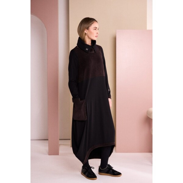 Naya scoop hem dress NAW26255 longline jersey dress with fine cord top panel