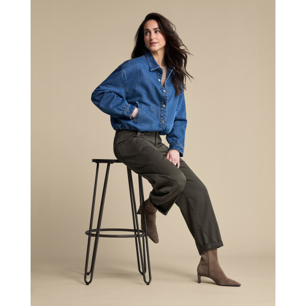 Red Button Margot Fine Twill Jeans in Dark Green SRB5045 model view
