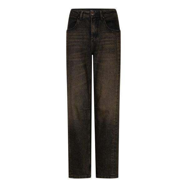 Red Button Caitlina Brown Black high rise curved leg jeans front view