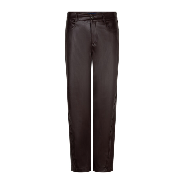 Red Button Caitlina Burgundy faux leather trousers front view SRB5079