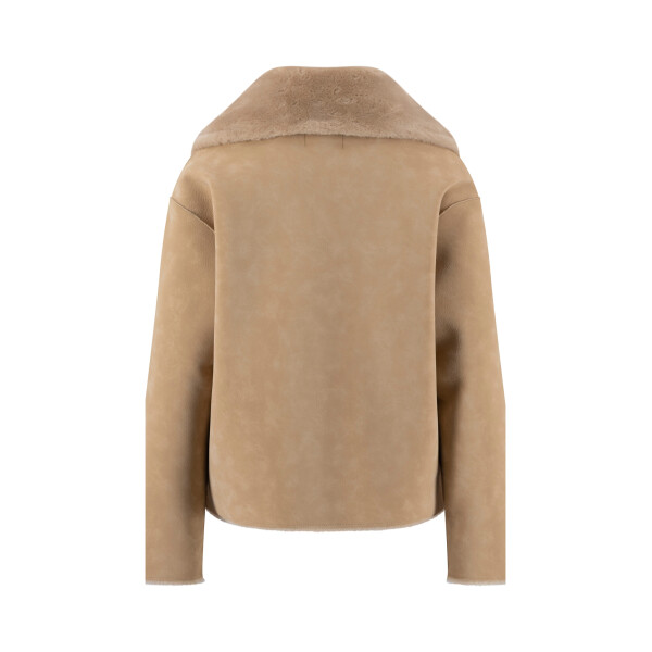 Fynch-Hatton Teddy Jacket Neutral Tan back view showing relaxed straight fit