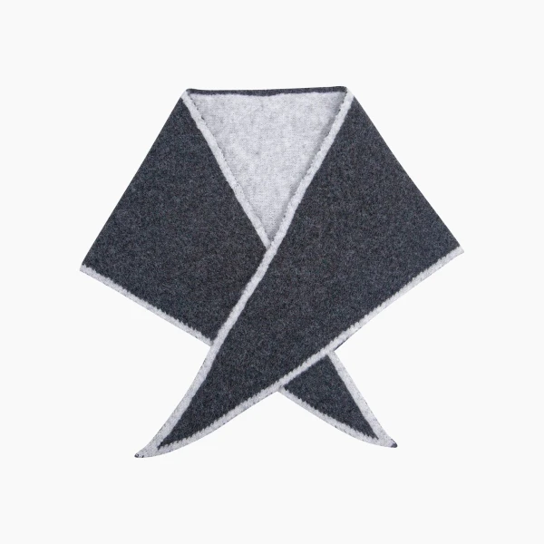 Dark and light grey contrast trim triangle winter scarf