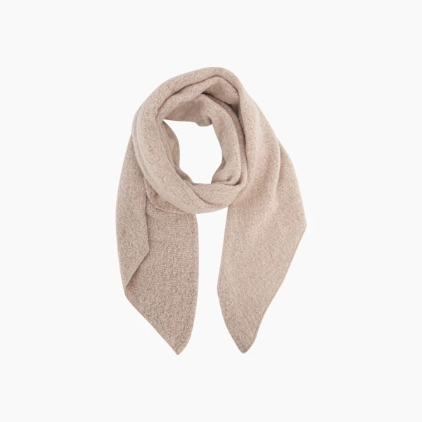 Beige asymmetric winter scarf with pointed ends